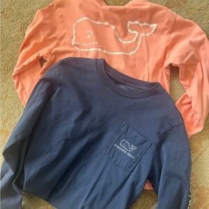 2 Vineyard Vines boys Long Sleeve Tees - Navy and Peach